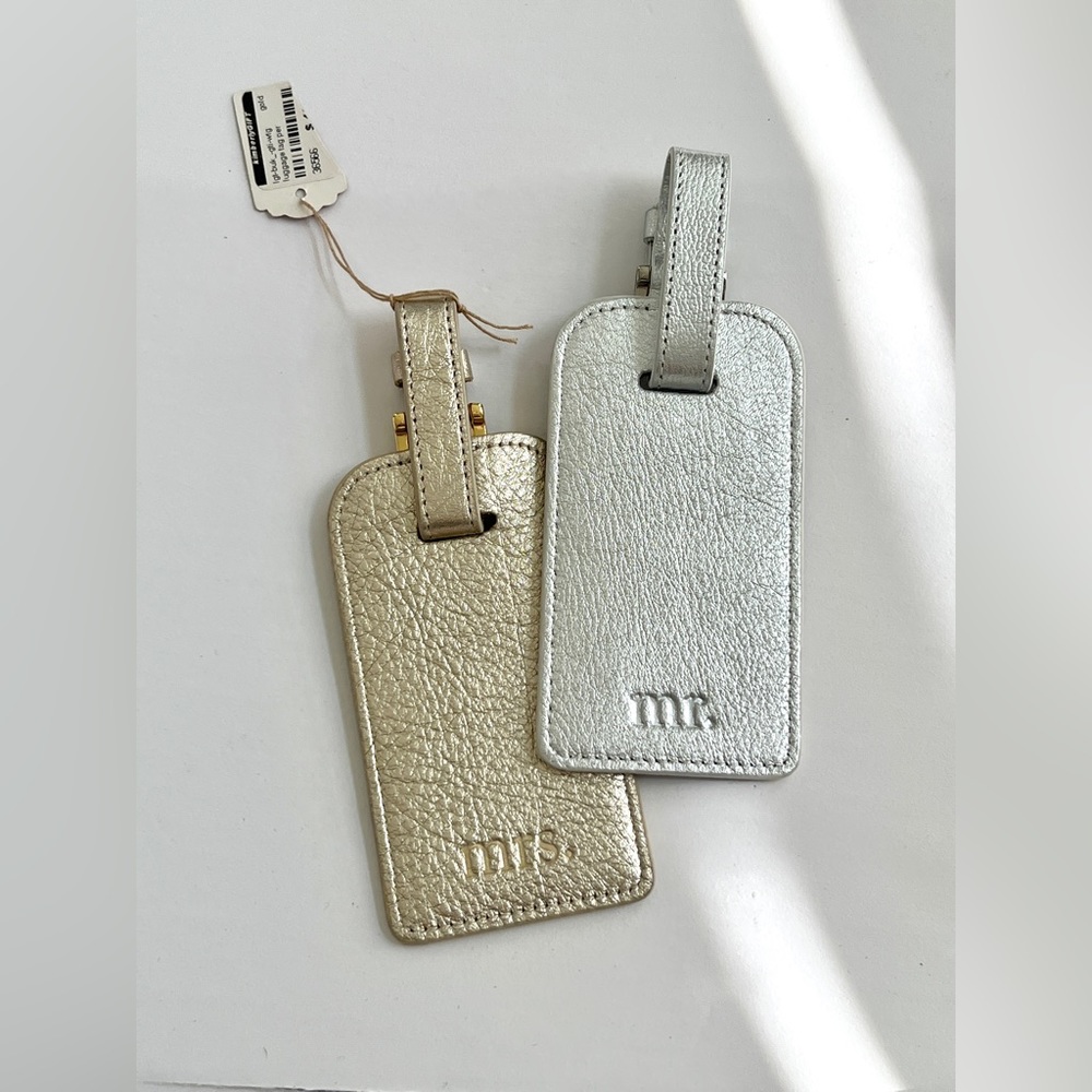 NEW Mr. & Mrs. Leather Luggage Tags